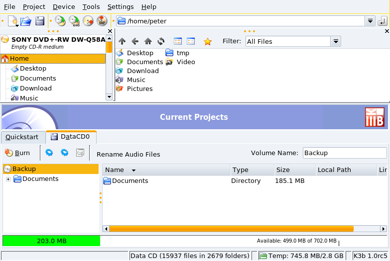 Selecting Files and Directories to Include on a CD