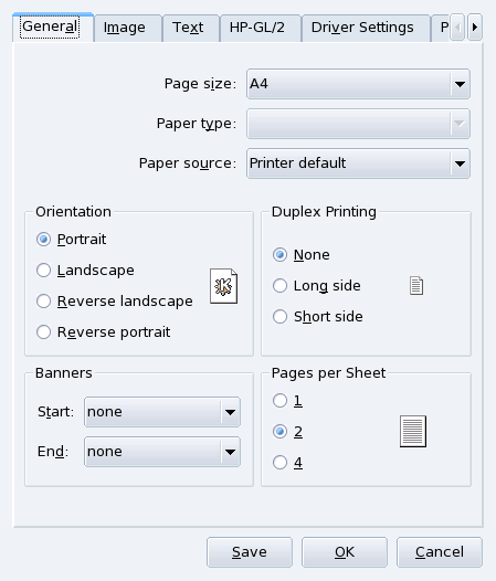 Printer Properties Window