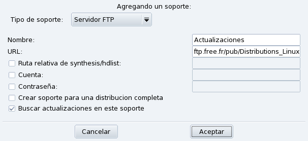 Añadiendo un repositorio de soportes personalizado