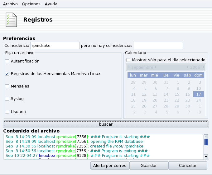 Examinando y buscando en los archivos de registro