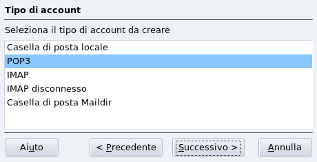 Tipi di account di posta elettronica