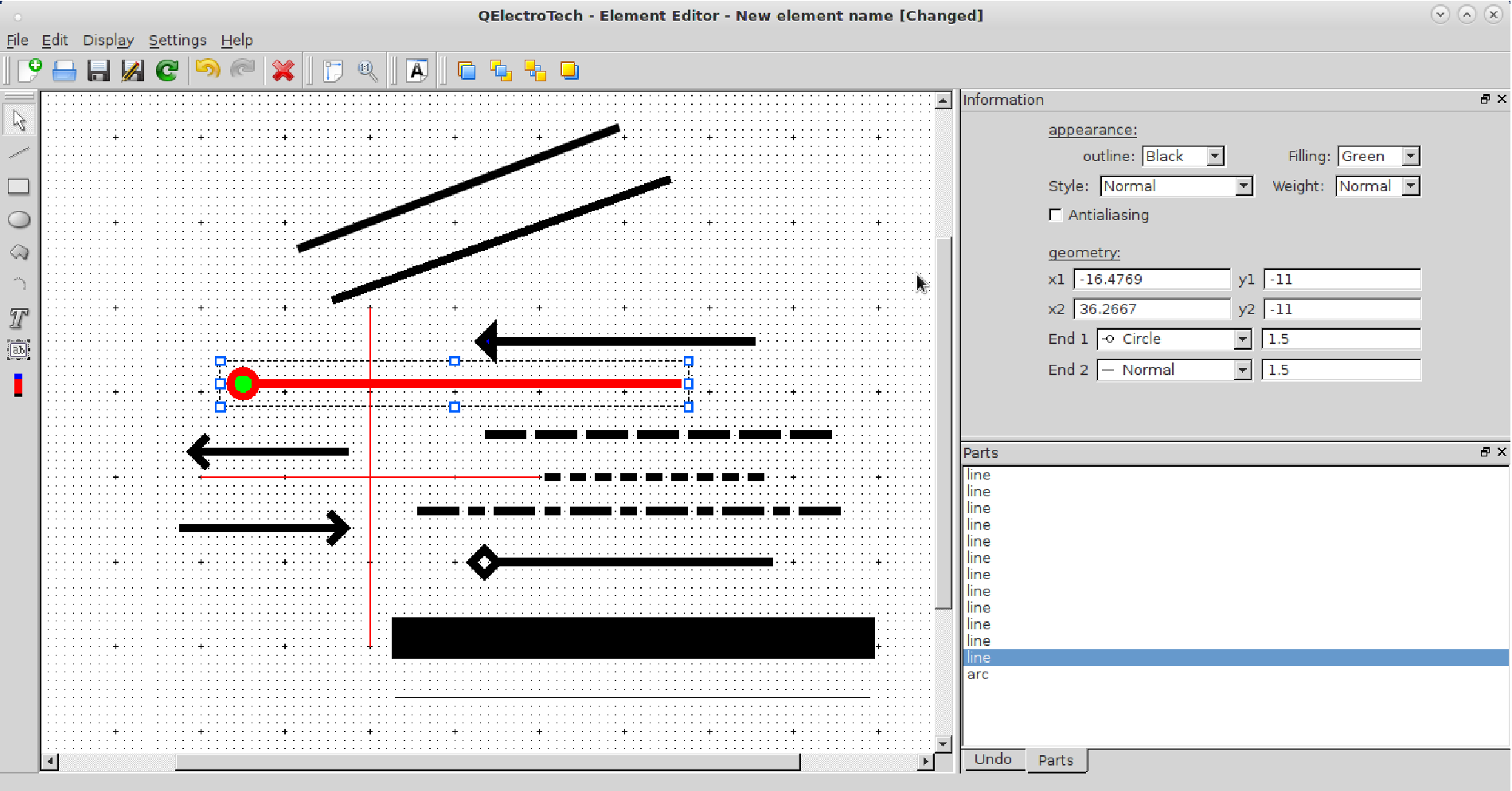 line tool in QElectroTech