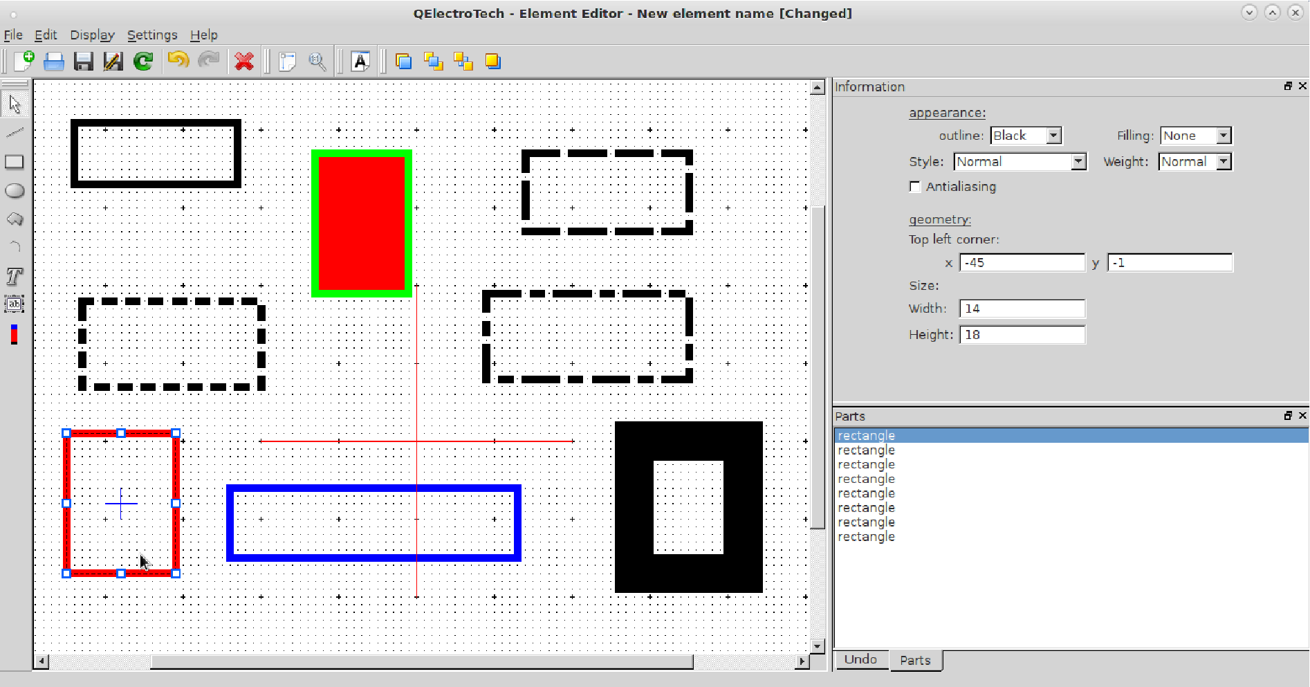 Rectangle tool in QElectroTech